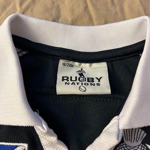 Kids Scotland Polo Shirt - Black and White - Picture 2 of 4